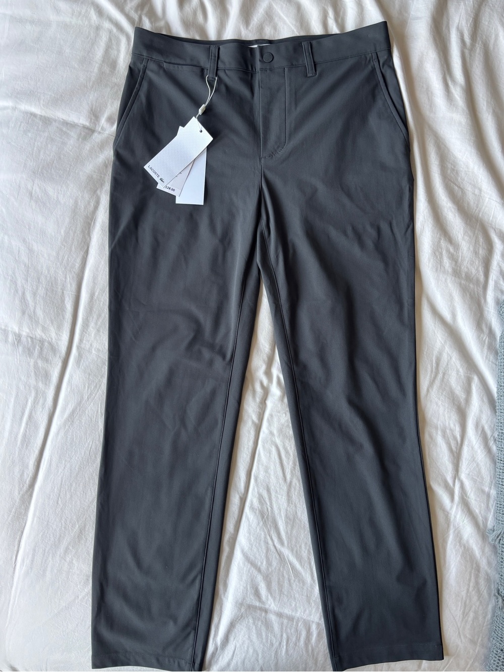 NWT Lacoste Slim Fit Commuter Pants Gray Stretch Chinos HH1916